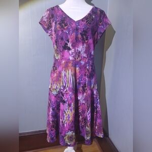 Chetta B Vibrant Purple Abstract Mini Dress | Abstract Print | Size 8